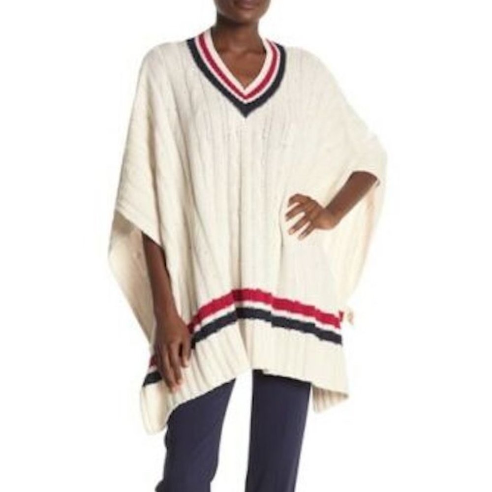Ugg Ivory Cream Weslynn Cable Knit Poncho Sweater